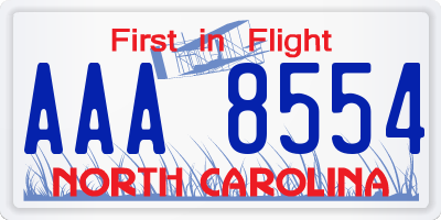 NC license plate AAA8554