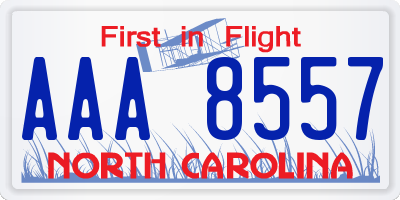 NC license plate AAA8557