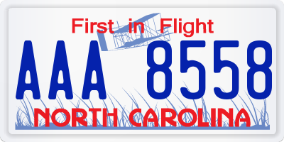 NC license plate AAA8558