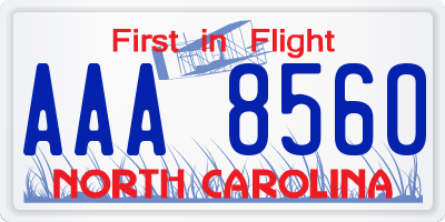 NC license plate AAA8560