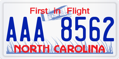 NC license plate AAA8562