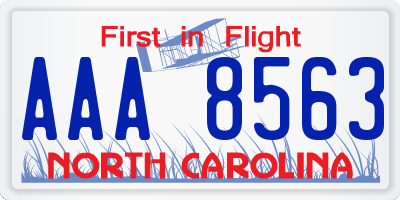 NC license plate AAA8563