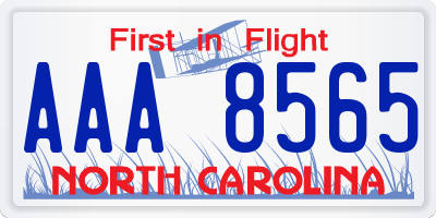 NC license plate AAA8565