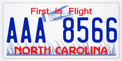 NC license plate AAA8566