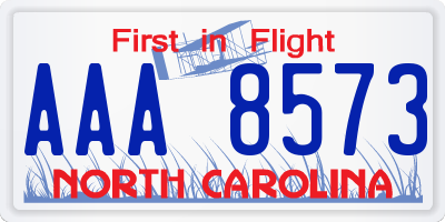 NC license plate AAA8573