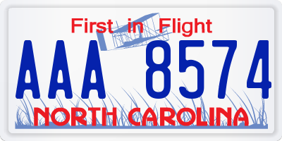 NC license plate AAA8574