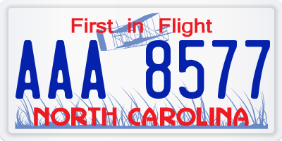 NC license plate AAA8577