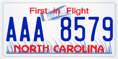 NC license plate AAA8579