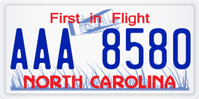 NC license plate AAA8580