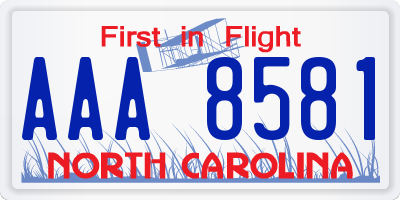 NC license plate AAA8581