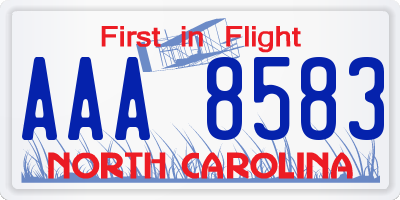 NC license plate AAA8583