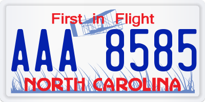 NC license plate AAA8585