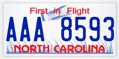 NC license plate AAA8593