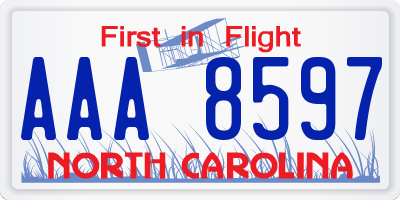 NC license plate AAA8597