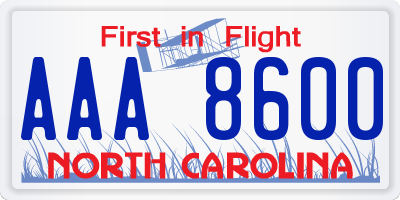 NC license plate AAA8600