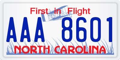 NC license plate AAA8601