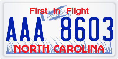 NC license plate AAA8603