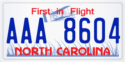 NC license plate AAA8604