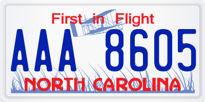 NC license plate AAA8605