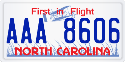 NC license plate AAA8606