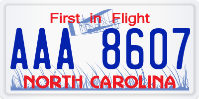 NC license plate AAA8607