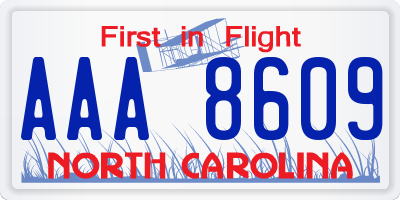 NC license plate AAA8609