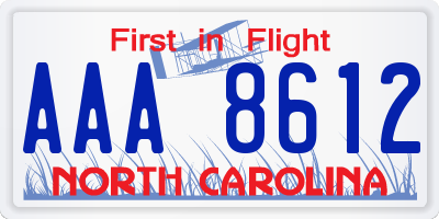 NC license plate AAA8612