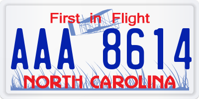 NC license plate AAA8614