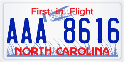 NC license plate AAA8616