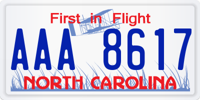 NC license plate AAA8617