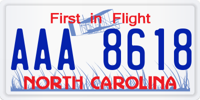 NC license plate AAA8618