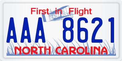 NC license plate AAA8621