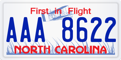 NC license plate AAA8622