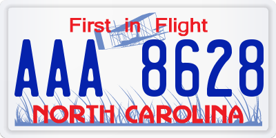 NC license plate AAA8628