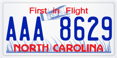 NC license plate AAA8629