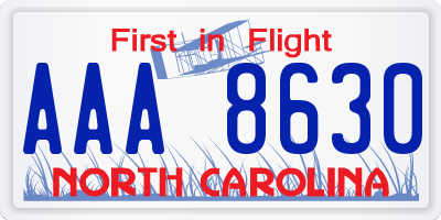 NC license plate AAA8630