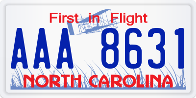 NC license plate AAA8631