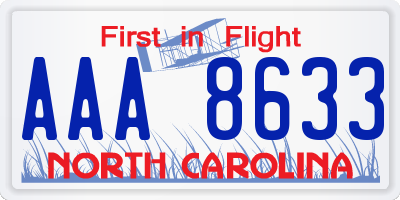 NC license plate AAA8633