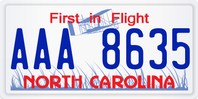 NC license plate AAA8635