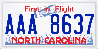 NC license plate AAA8637