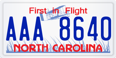 NC license plate AAA8640