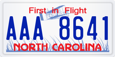 NC license plate AAA8641