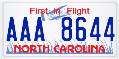 NC license plate AAA8644