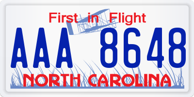 NC license plate AAA8648