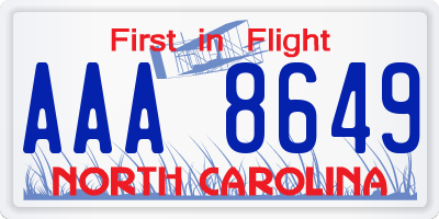 NC license plate AAA8649