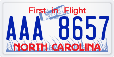 NC license plate AAA8657