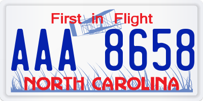 NC license plate AAA8658