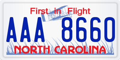 NC license plate AAA8660