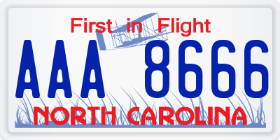 NC license plate AAA8666