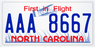 NC license plate AAA8667